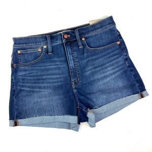 New Madewell High Rise Cuffed Denim Shorts Raw Hem size 30